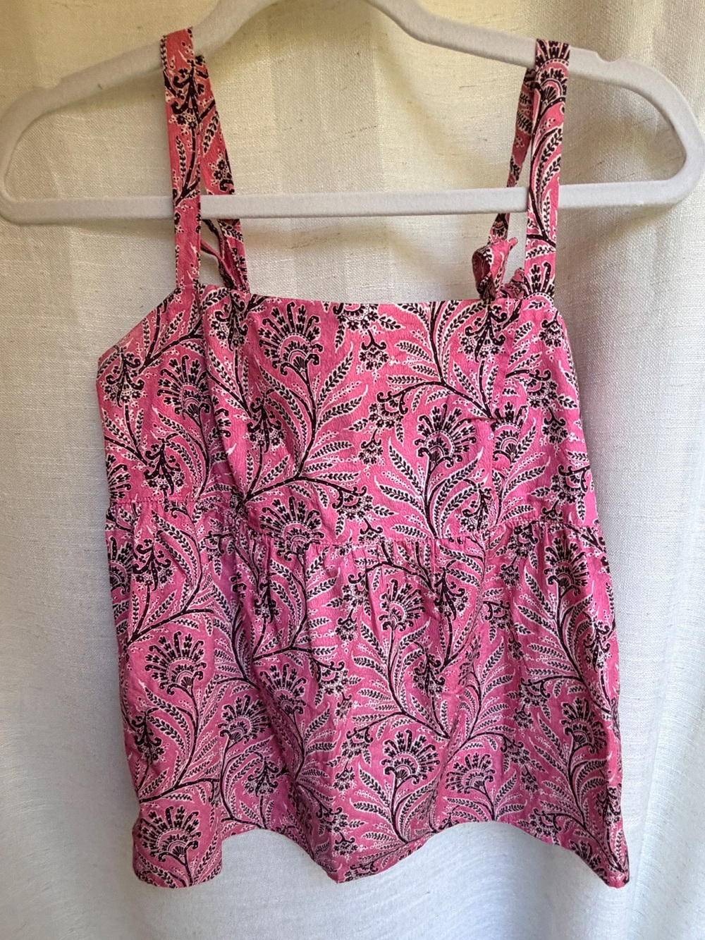 J.Crew Collection Pink Paisley Tie Shoulder Peplum Top Size 2